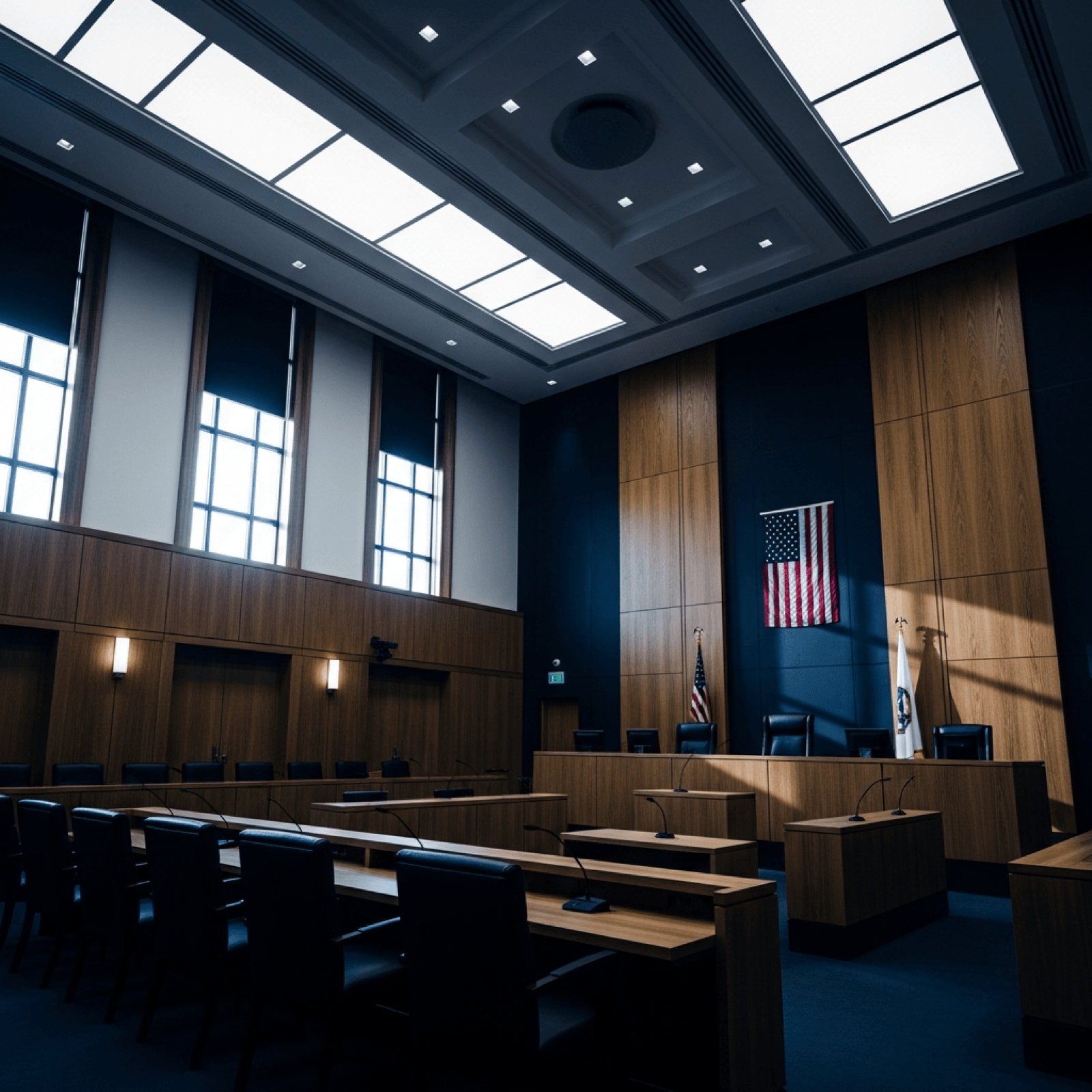 Courtroom — dramatic legal authority