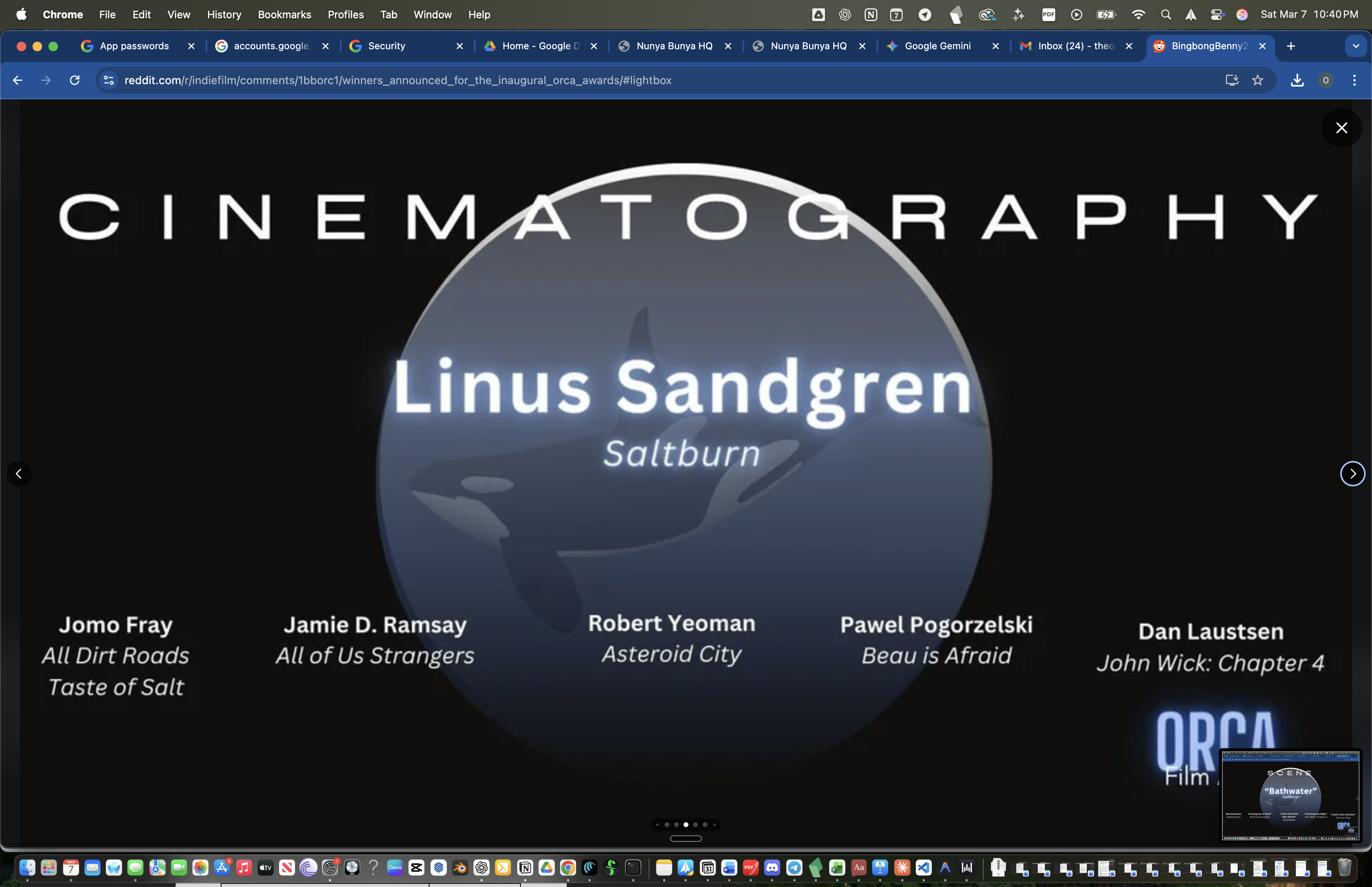 Best Cinematography award