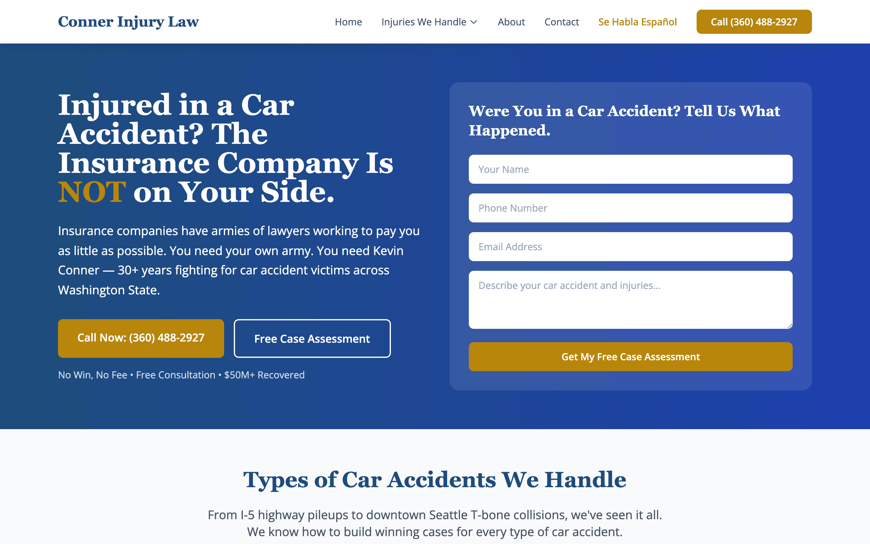 Car accidents landing page